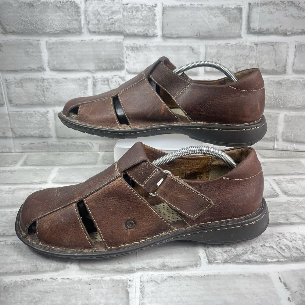 Born Fisherman Men’s Size 11 Brown Leather Closed Toe Vintage Boat Sandals - Picture 4 of 11
